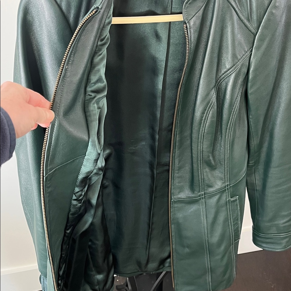 D&Co Dark Green Leather Jacket - Picture 5 of 7